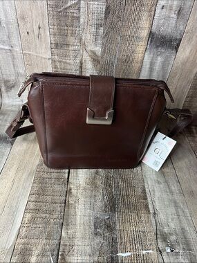 Anne Klein Vintage Brown Leather Messenger Crossbody